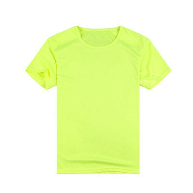 Hommes Rapide Sec Fluo T-Shirt Extensible Manches Courtes Haut Sport Gym Course