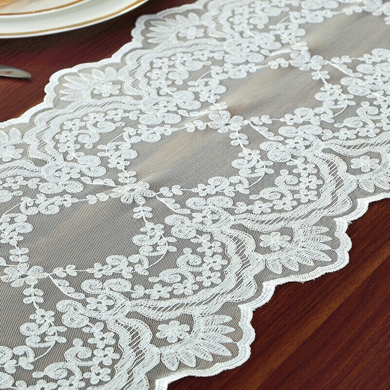 Spitze Hochzeit Tischläufer Bestickt Guipure Schrank Esstisch Deckel Weiß