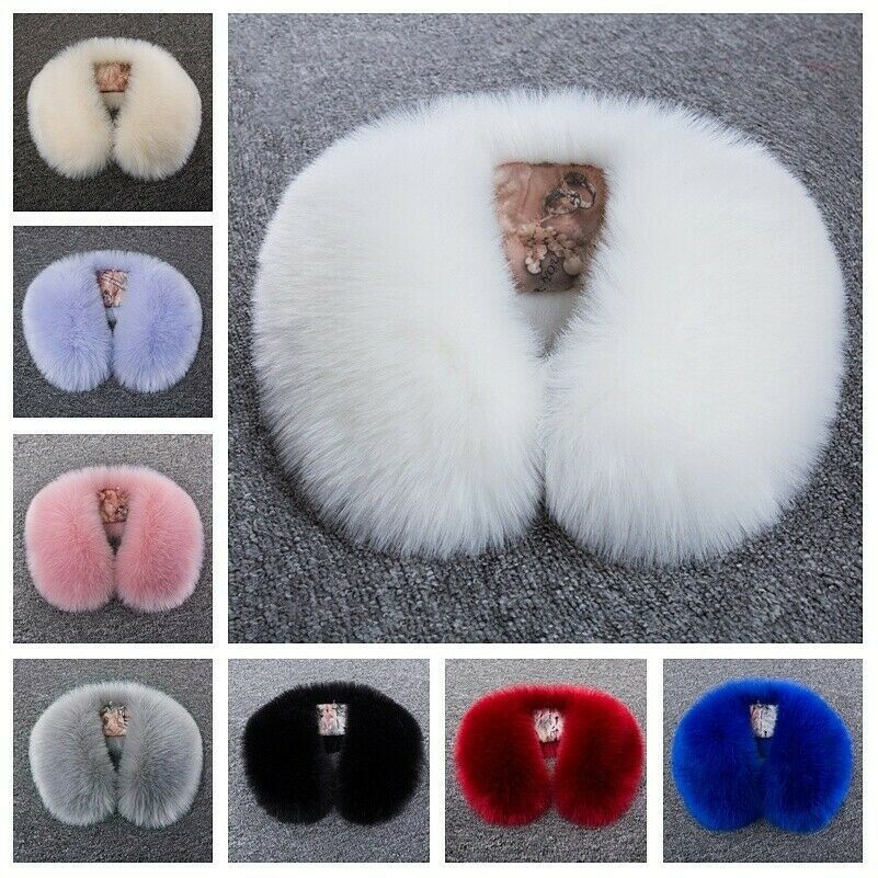 Women Faux Fur Collar Fluffy Scarf Neck Warmer Shawl Wrap Stole Cute Warm