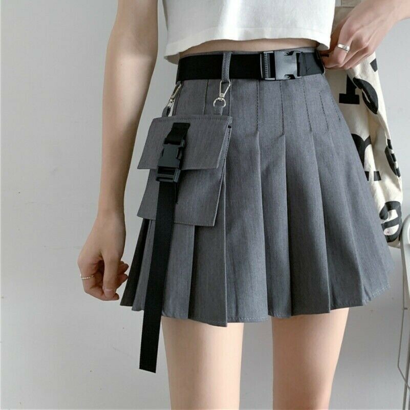 Kashiko】24fw Pocket Belt Long Skirt Punk Women Girl Cargo