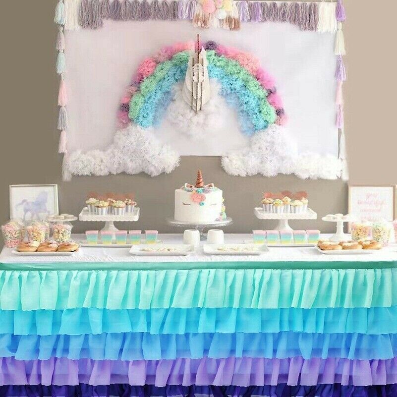 185 CM Tulle Curly Willow Tutu Table Skirt Ruffle Tablecloths table Decor