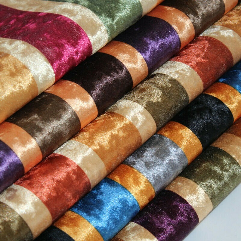 Thick Velvet Fabric Floral Striped Retro for Tablecloth Sofa Cushion Cover