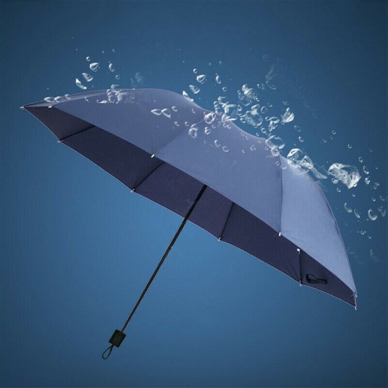 Waterproof Folding Umbrella 44" Strong Rain Compact Lightweight Men Women