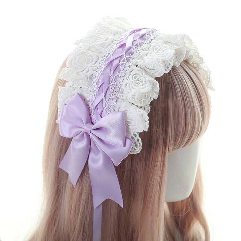 Lace Floral Headband Headwear Hairband Gothic Hair Accessory Maid Cosplay