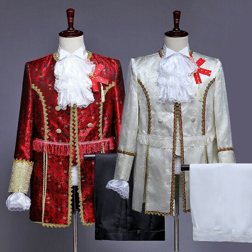 Men Court Uniform Vintage European 4 Piece Military Tunic Fancy Dress Jacket