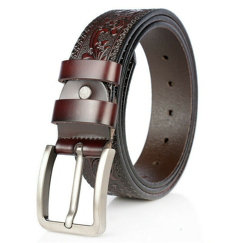 Uomo Similpelle Goffrato Cintura Girovita Cinturino Moda Cintura 110-125cm Nuovo