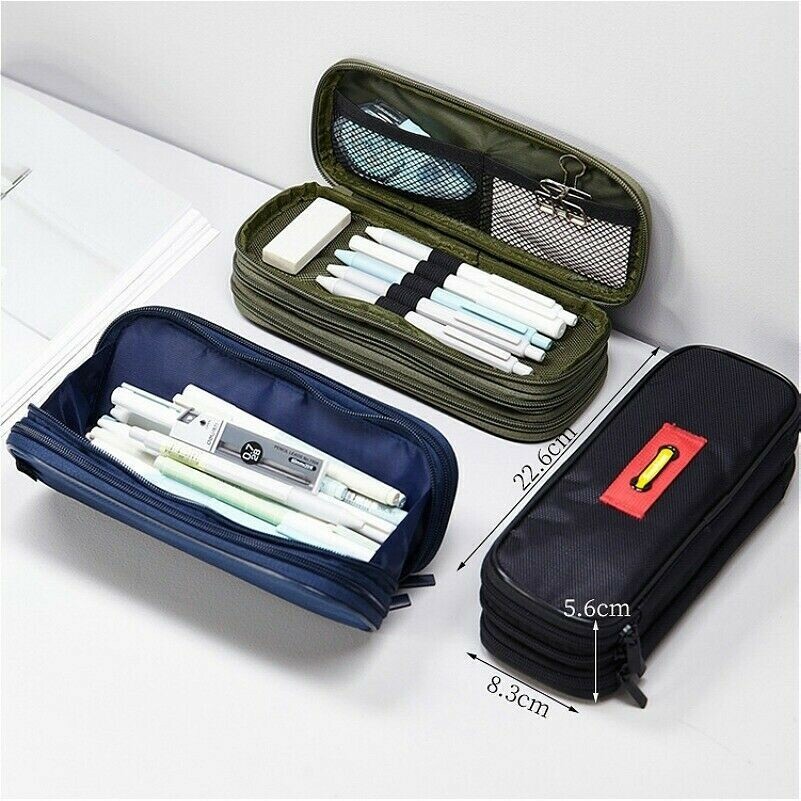 Student Pen Bag Pencil Case Pouch Zip Large Capacity Boy School Stationery