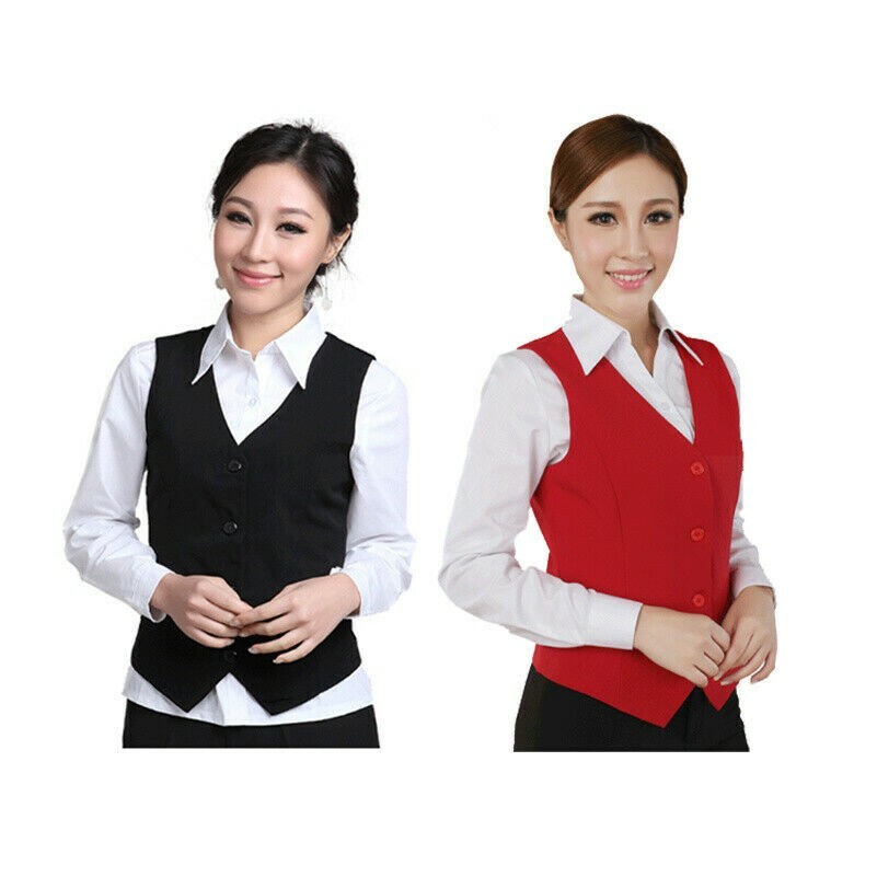 Damen Kleid Anzug Weste Formell Arbeit Tank Uniform Café bar Kellnerin