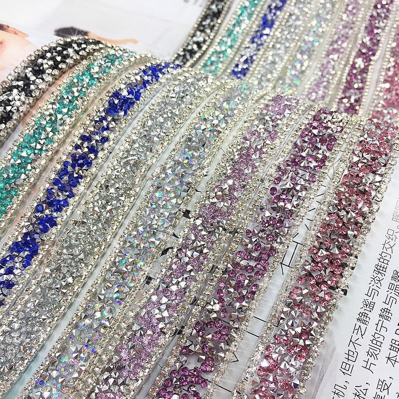 LUCIDO CRISTALLO STRASS NASTRO ABITO DA SPOSA FAI DA TE CUCITO DECORAZIONE