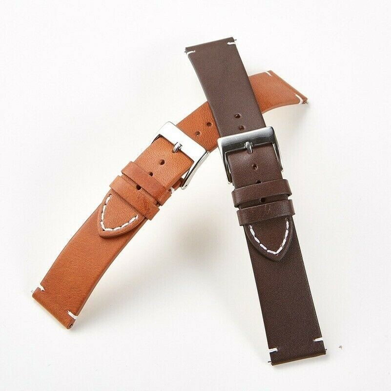 Herren Lederarmband Schnellverschluss Armbanduhr Belt Vintage Schwarz 18mm-24mm