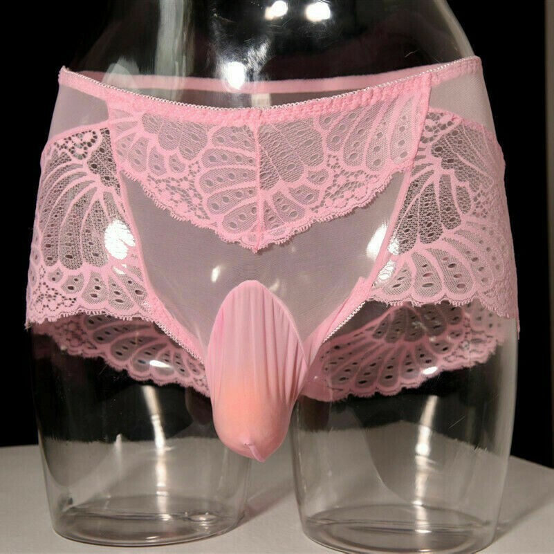 2 Paar Herren Sexy Spitze Shorts Unterwäsche Slip Unterhose Schier Netz Gay Pink