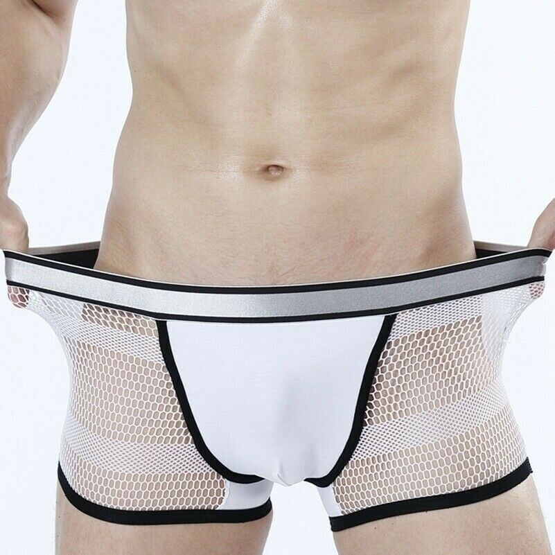 Herren Netz Unterwäsche Unterhose Fischnetz Schlüpfer Boxer Schier Sexy Hohl