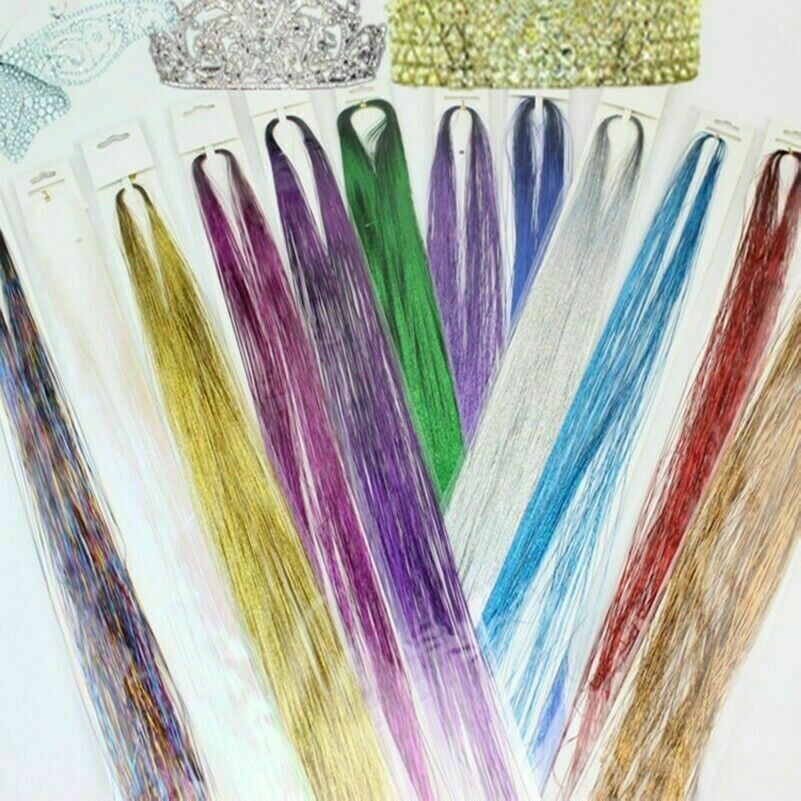 12 X Streusel Damen Haarverlängerung Holographisch Lametta Sparkle Glitzer Glanz