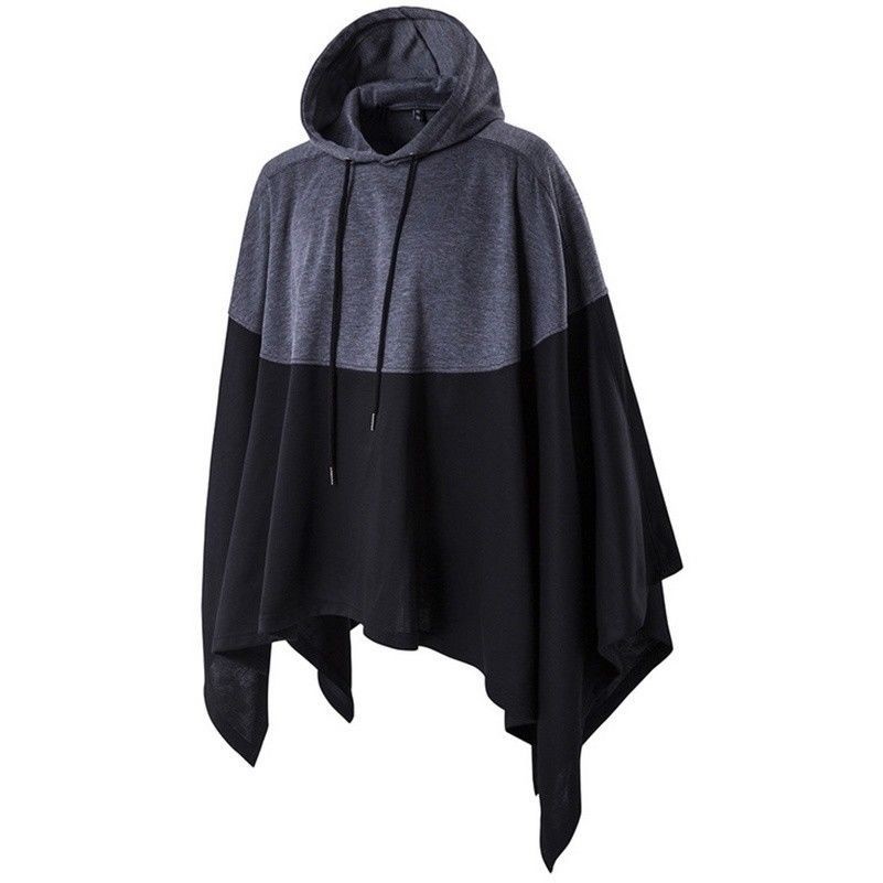 Mens Hip-hop Splice Cloak Cape Hoodie Hoody Coat Sweatshirt Jumper Hooded Top