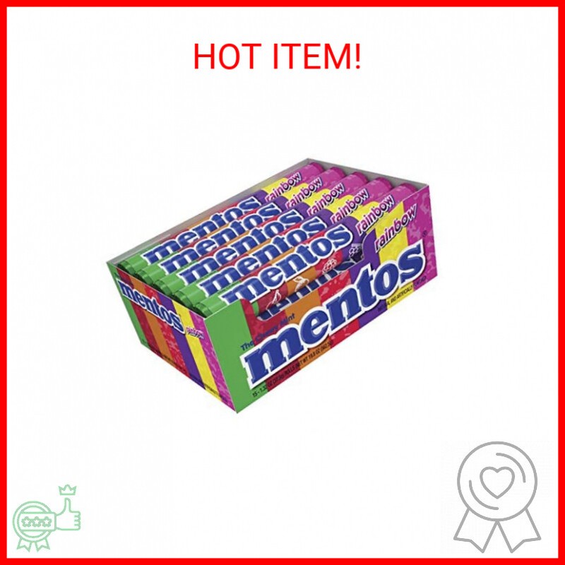 Mentos Chewy Mint Candy Roll, Rainbow, Non Melting, Party, 1