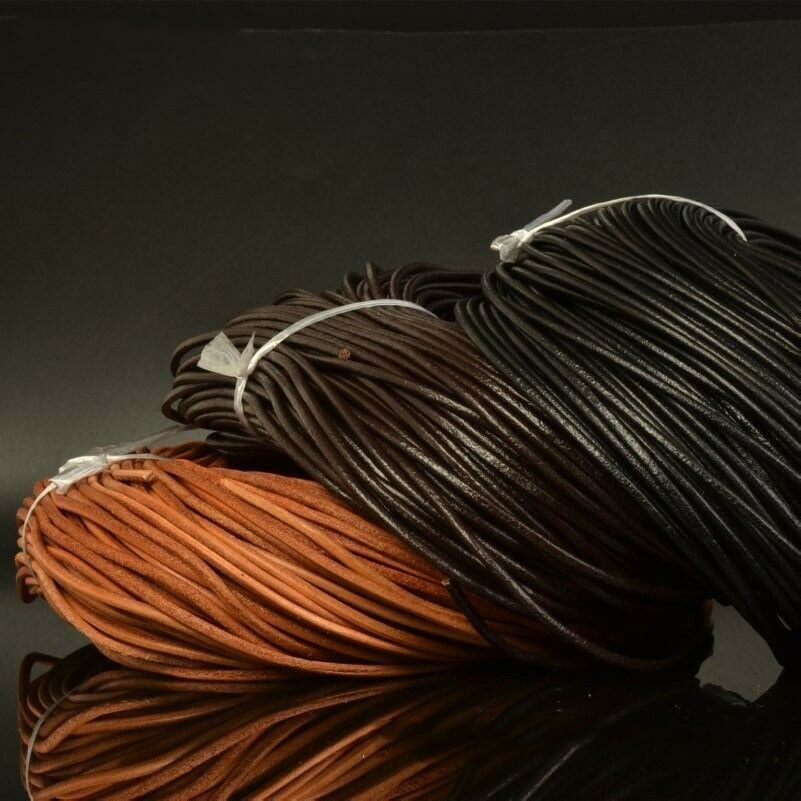 10M Real Round Waxed Leather Rope Cord String Thong Bracelet Necklace Strap DIY