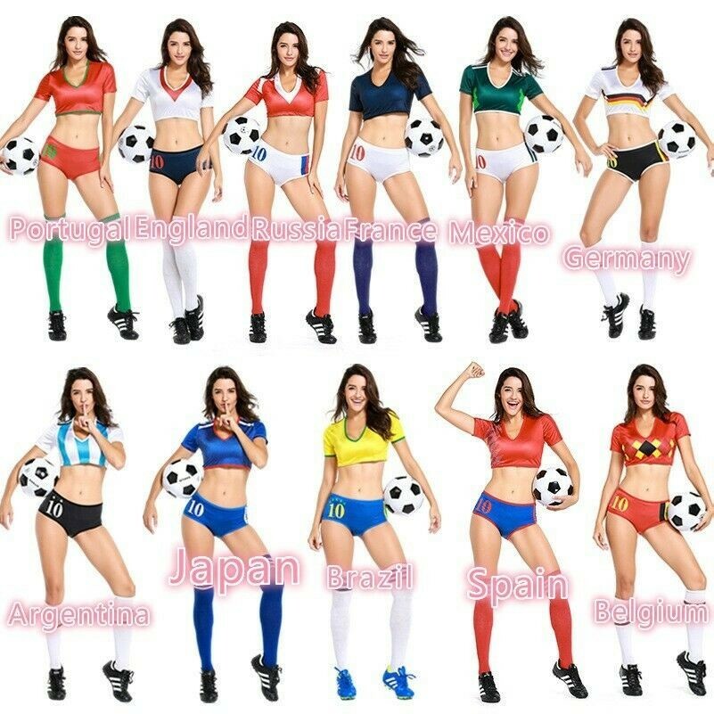 Women Cheerleader World Football Girl Costume Soccer Fancy Suit Outfit Uniform