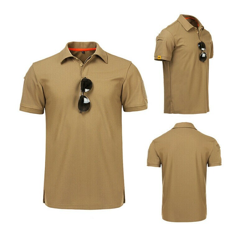 Men Military Shirt Polo Army Tactical Tops Quick Dry Short Sleeve Training SHP