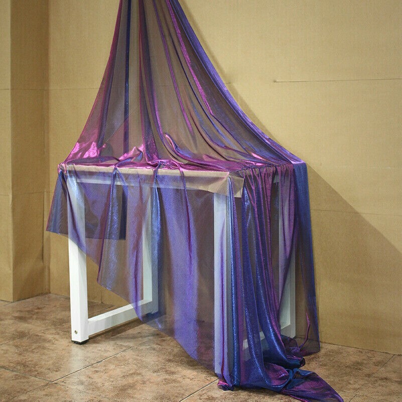 90cm Gradient Lila Netz Tuch DIY Material Kleid Kostüm Stoff Durchsichtig Mode