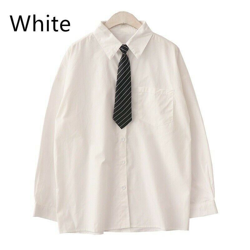 Women Gothic Shirt Blouse Harajuku Punk Top Necktie Casual Loose Retro Chic