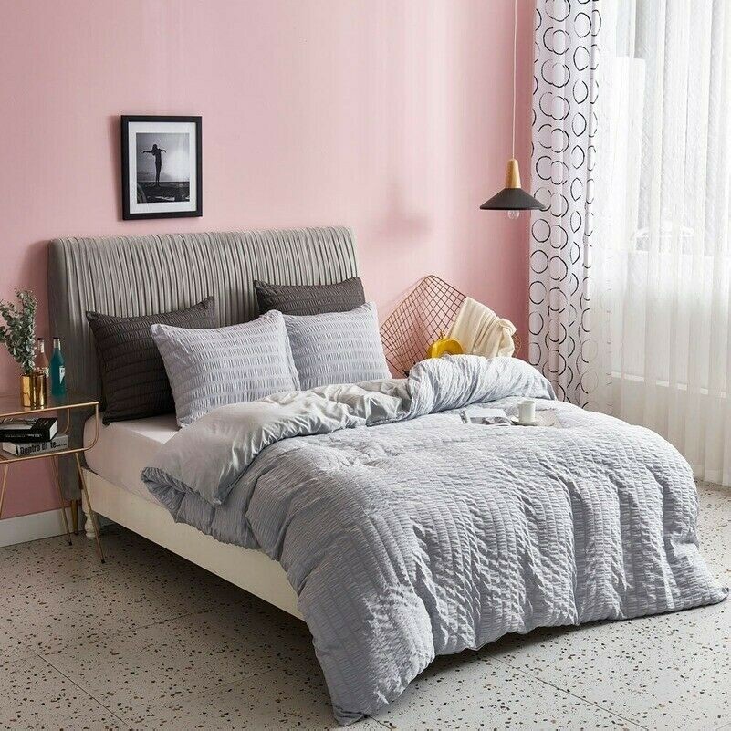 Popcorn Bedding Duvet Cover Set Pleated Bedclothes Breathable Twin Queen King