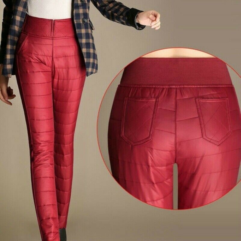 Women 6XL Down Cotton Pants Thermal Leggings Thick Plus Trousers High Waist