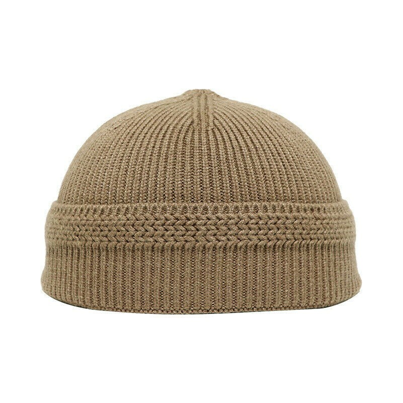 Men Knitted Hat Beanie Skullcap Sailor Cap Cuff Brimless Casual Fashion