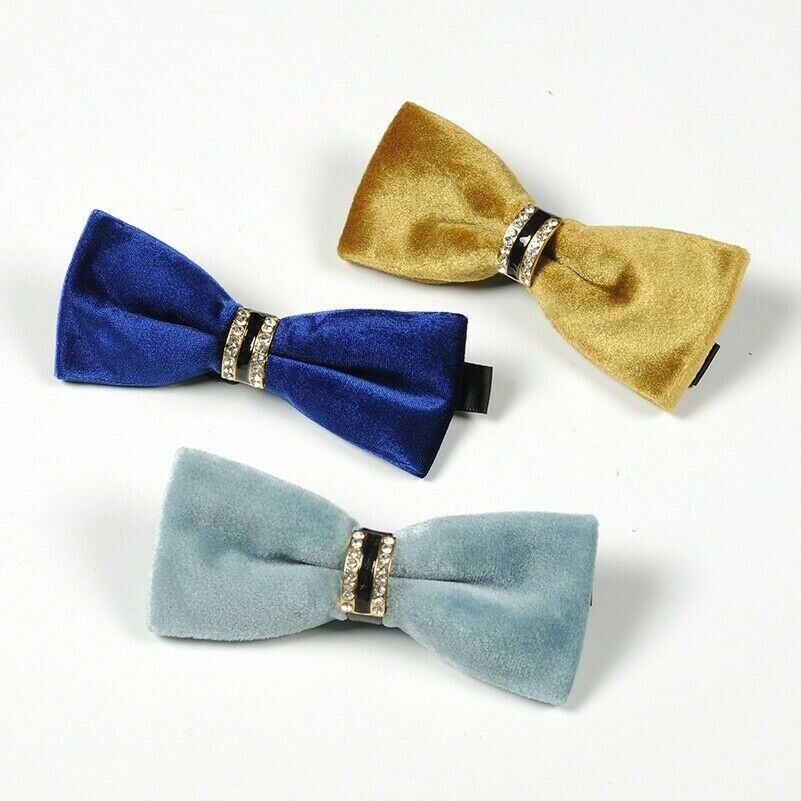 Herren samt Fliege Vintage Massiv Strass Fliege Verstellbar Neu
