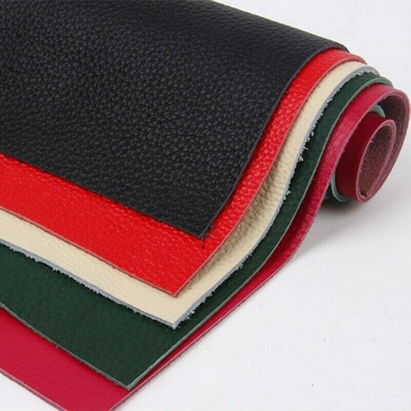 Leather Fabric Real Genuine Hide Cut Scrap Lychee Pattern DIY 2mm Thickness