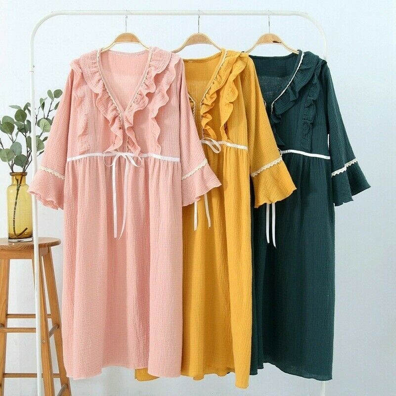 Femme Maternité Vêtements Allaitement Sommeil Robe Pyjama Volants Nightgown Neuf