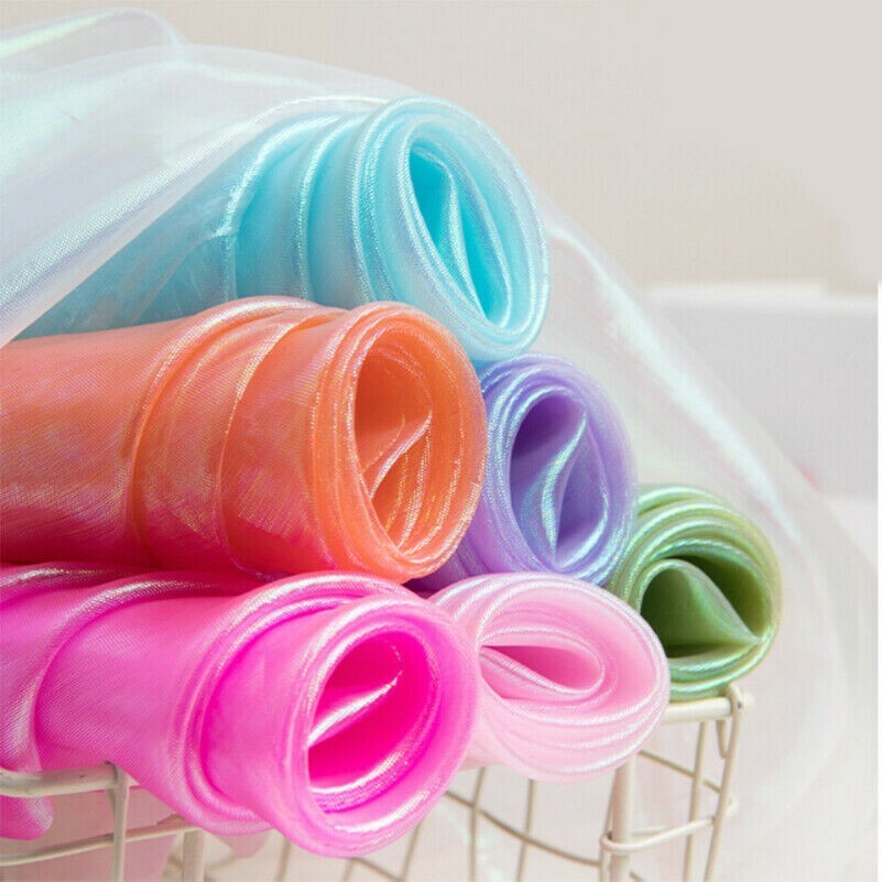 Zwei Ton Durchsichtig Organza Stoff Voile Schillernd Knitter DIY Hochzeit Stoff