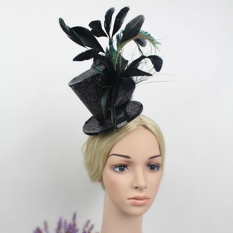 Femme Plume Mini Petit Barrette Chapeaux Accessoire Déguisement Halloween