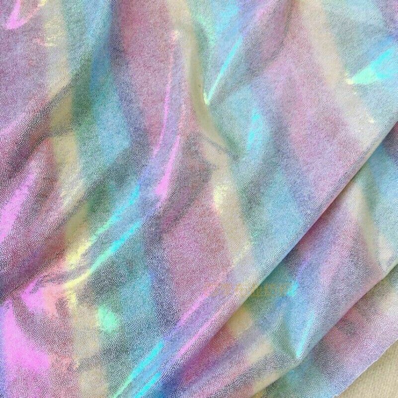 Regenbogen Pailletten Stoff Gestreift Glitzer Stretch für Kostüm Bademode Craft