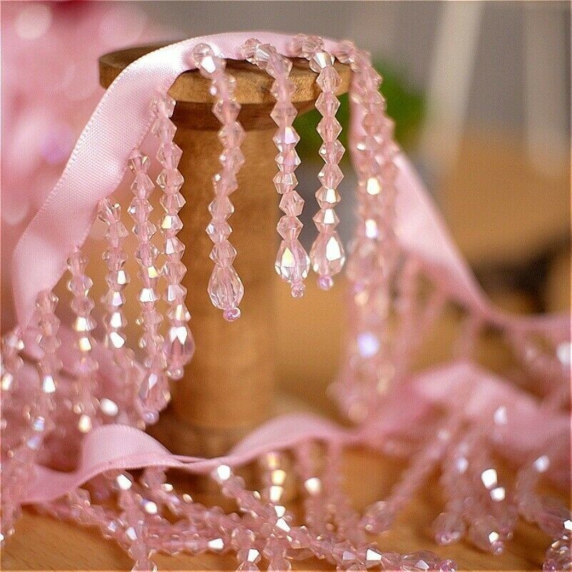 Crystal Trim Beaded Sewing Edge Fringe DIY for Craft Dress Curtain Lampshade