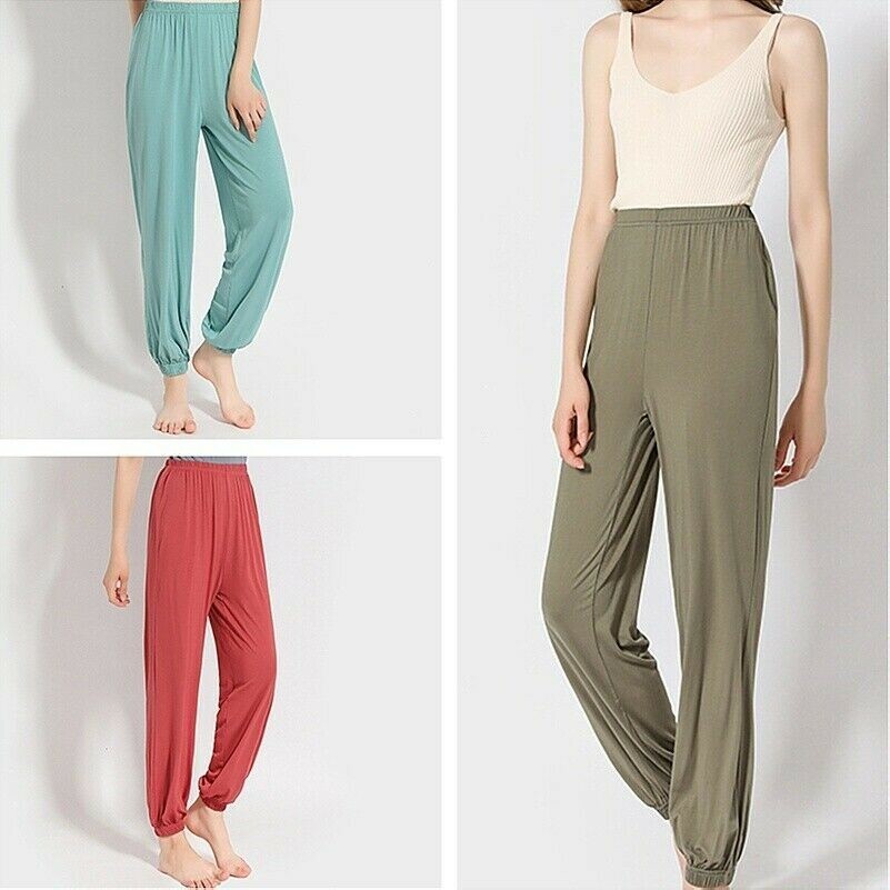Women Baggy Pants Modal Elastic Trousers Palazzo Pajamas Yoga Loose Casual