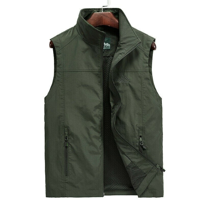 Men Waistcoat Outdoor Vest Quick Dry Jacket Zipper Tops Fishing Travelers SHP
