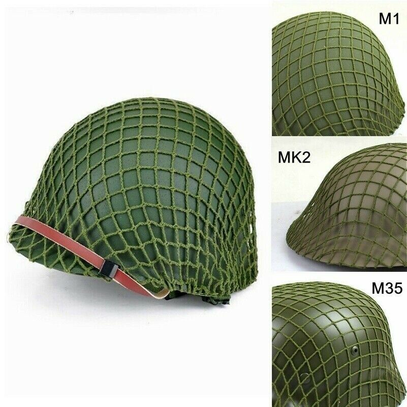 WW2 Paratrooper Solider Helmet Net Cover Green for M1 M35 MK2 Military Retro UPC