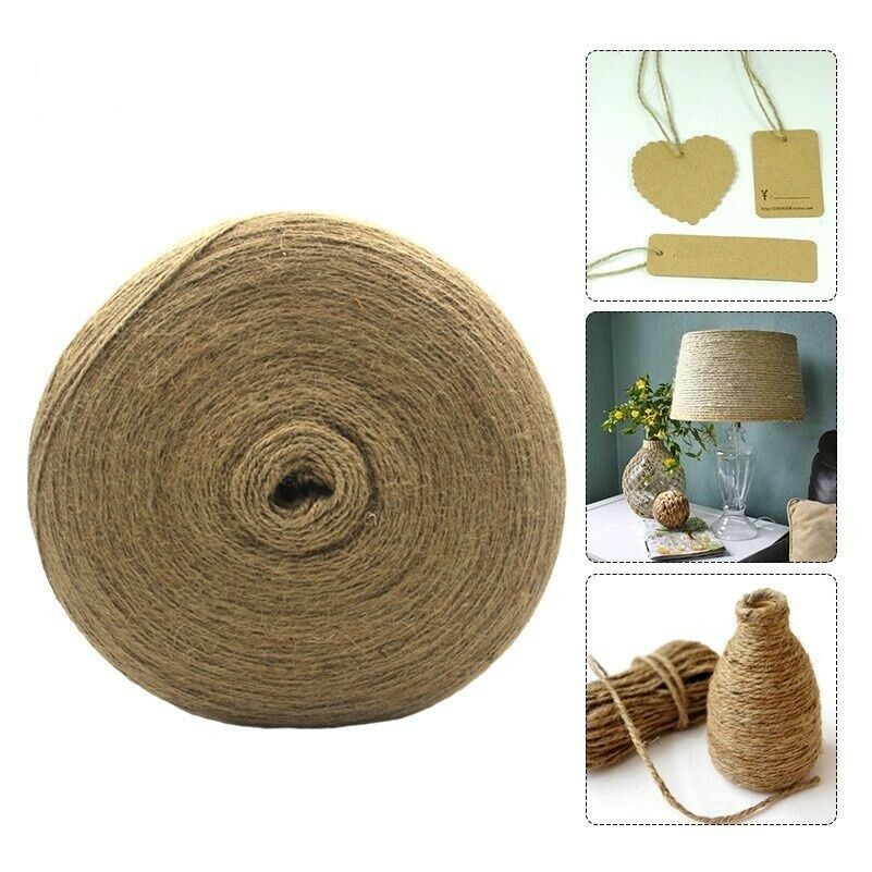 100M Natural Brown Jute Hemp Rope Twine String Cord Craft Making DIY 1/2/3/4mm