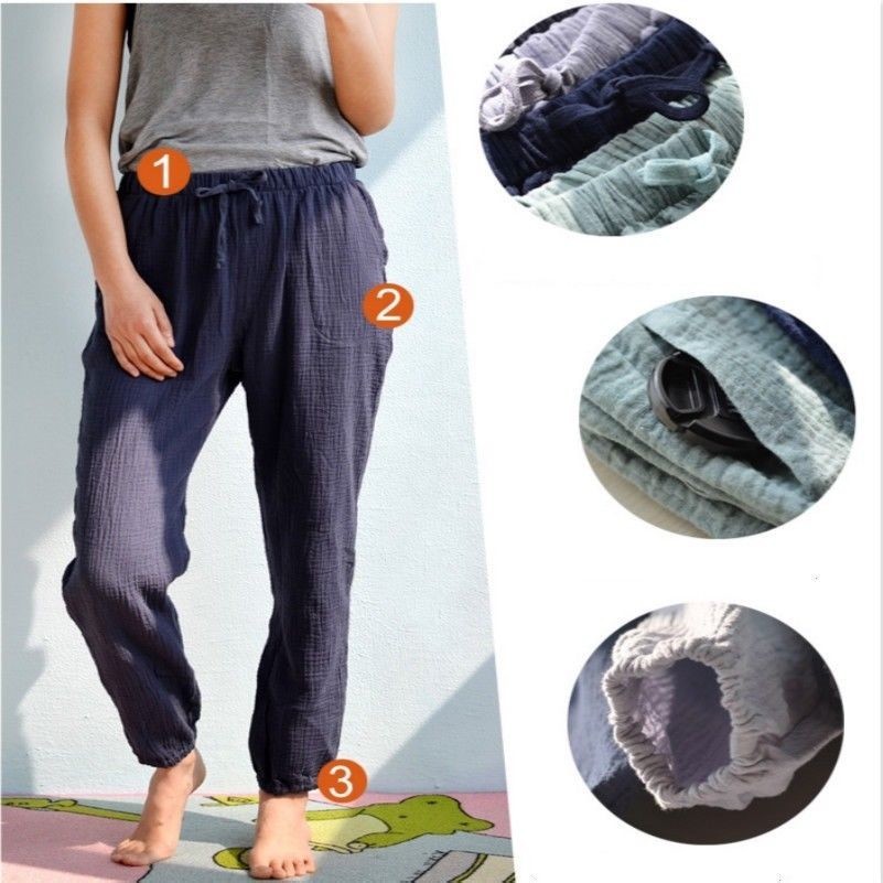 Femme Pantalon de détente sommeil PANTALON COTON PANTALON CORDON PYJAMA HAREM