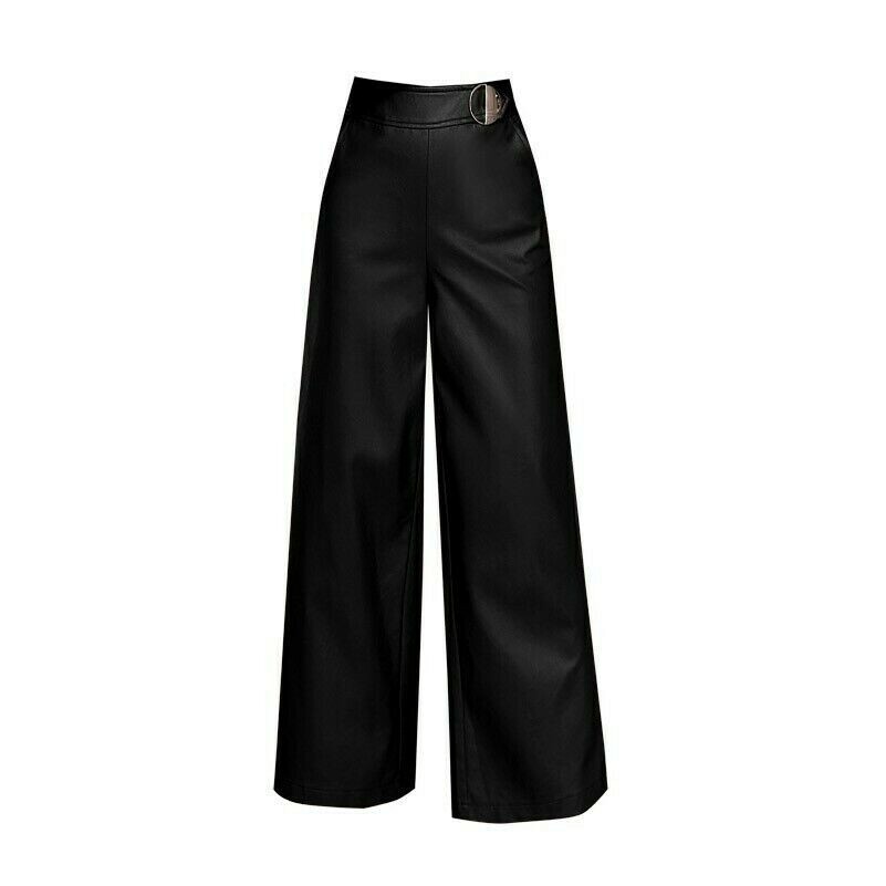 women-wide-leg-pu-faux-leather-pants-trousers-high-waist-black-casual-new
