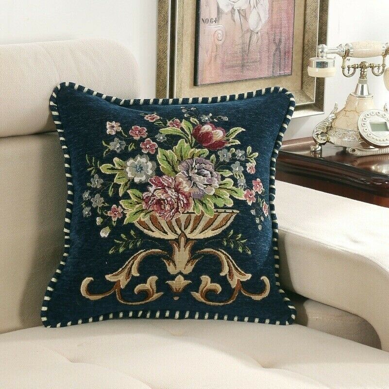 Retro Stickerei Kissenbezug Überwurf Sofa Kissen Heim Dekoration Blumenmuster