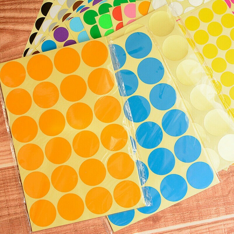 6mm to 25mm 16 Colors Dot Stickers Round Spot Circles Dots Paper Labels Adhesive