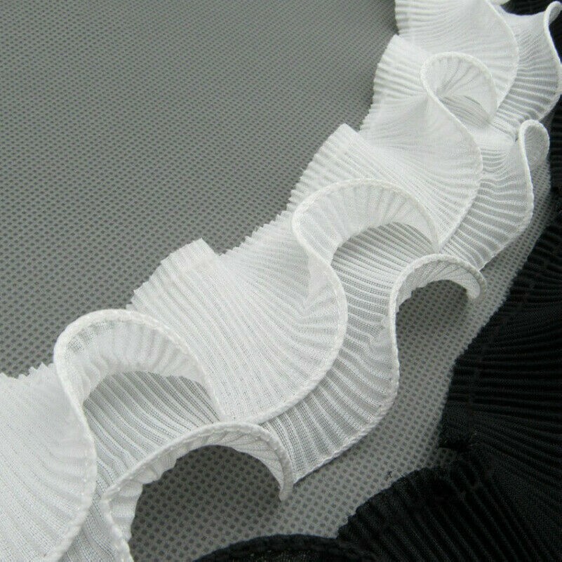 20 Yards Ruffled Pleated Chiffon Trim 2 Layer Gathered Ribbon Frill Edging