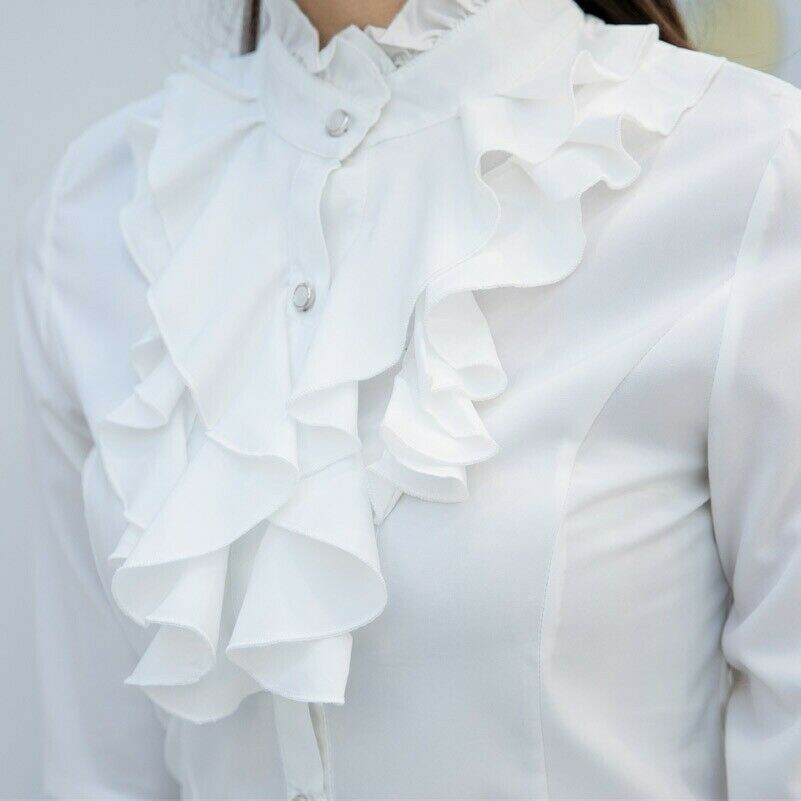 Damen Rüschen Hemd Chiffon Top Lolita Prinzessin Top Langärmlig Business