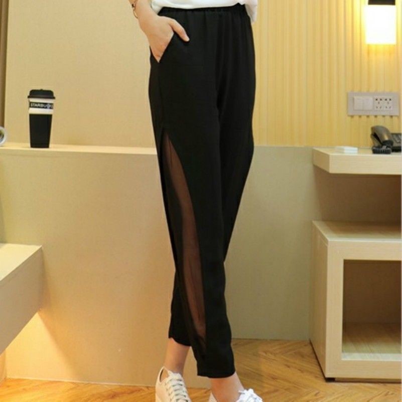 FEMME HAREM mousseline de soie Pantalon épissure TRANSPARENT décontracté