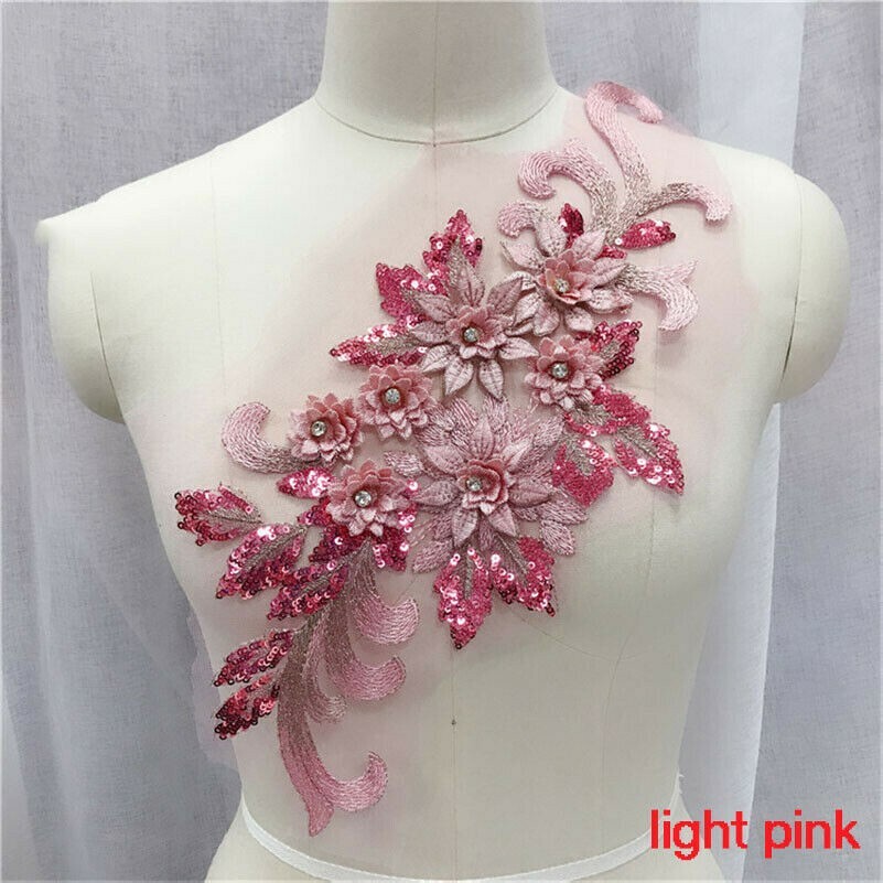 Pizzo Fiore Ricamo Patch Orlo Applicazione Matrimonio Elegante Abito Fai Blu