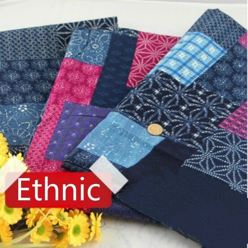 Ethnic Linen Cotton Fabric clothes Upholstery Curtain Craft Boho Splice Retro