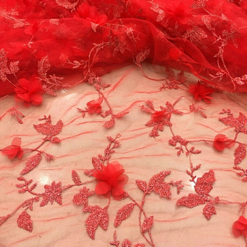 Stickereien Spitze Stoff Chiffon Netz Blumen Voile Tüll Kleid Tutu Rock 3D
