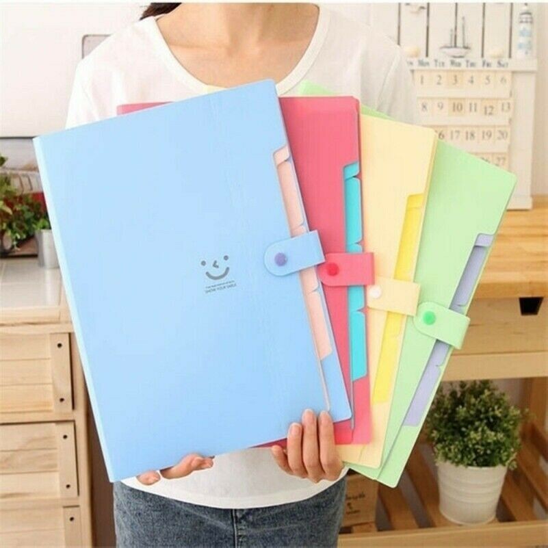 A4 Document Bag File Folder Paper Clip Smile Pocket Office Supplies