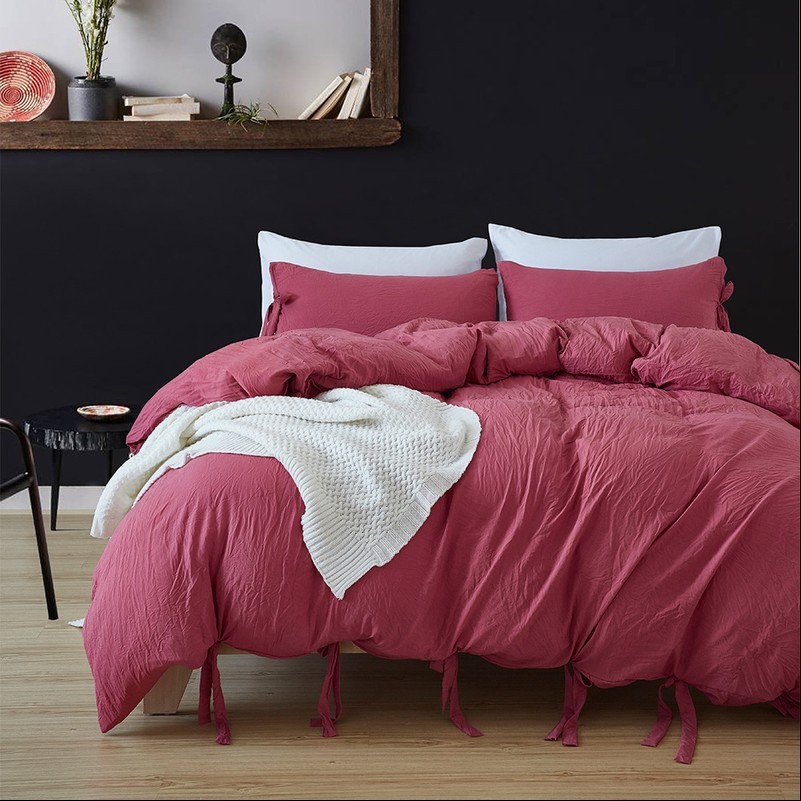 Dentelle Ruffle Housse de Couette avec Taies D'Oreilles Set Simple Reine King